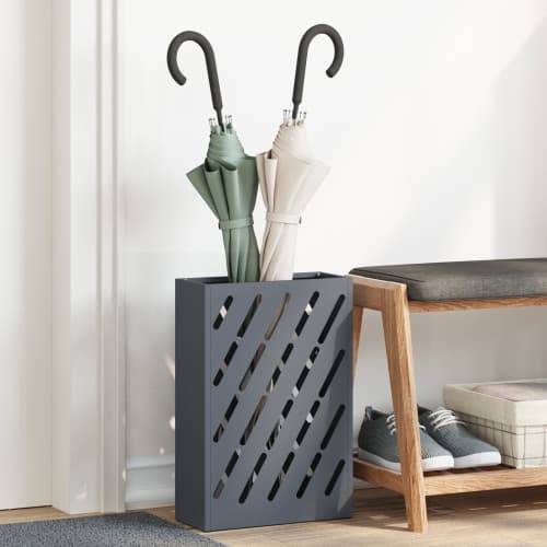 Paraplyställ Antracit Metall Medium Paraplyställ Rektangulär