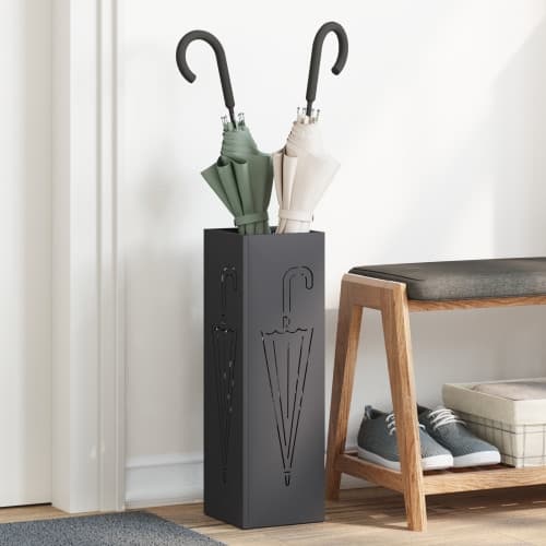 Paraplyställ Svart Stål Medium Svart Paraplyställ Rektangulär