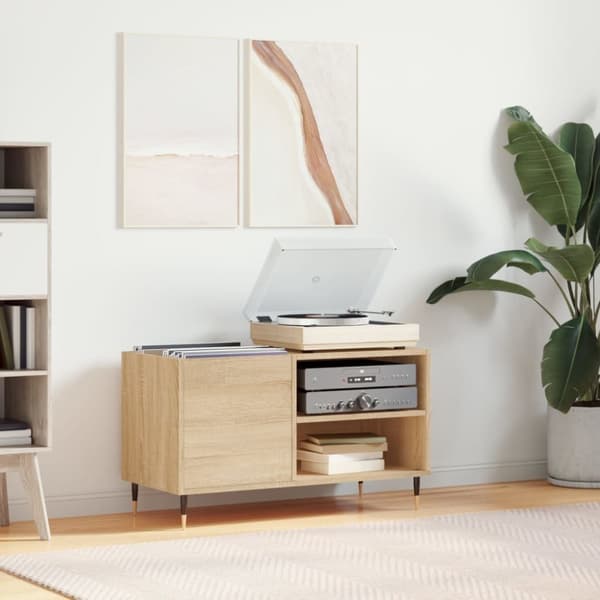 Stereobänk sonoma-ek 85x38x48 cm konstruerat trä