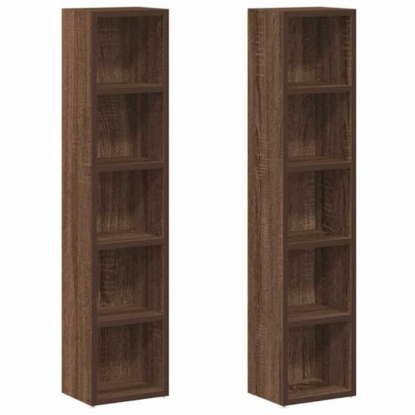 CD-hyllor 2 st brun ek 21x16x93,5 cm konstruerat trä