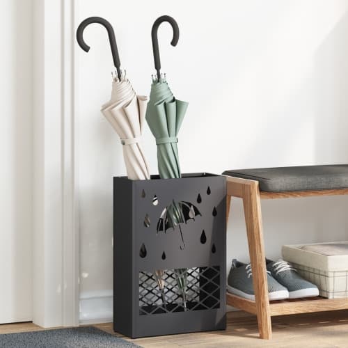 Paraplyställ Svart Metall Medium Paraplyställ Rektangulär