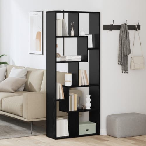 Rumsdelare Bokhylla Svart Ek 67x25x161.5 cm Konstruerat Trä