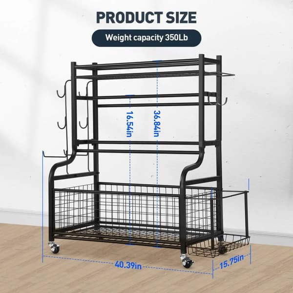 Heavy-Duty Stålopbevaringsreol, Multi-Niveau Hylder, Krog, Kurve,sort