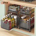 Miniatyrbillede 2 af 2: Træk-Ud Skab Organizer, Justerbar Højde, Dobbelt Lag Opbevaring,2stk