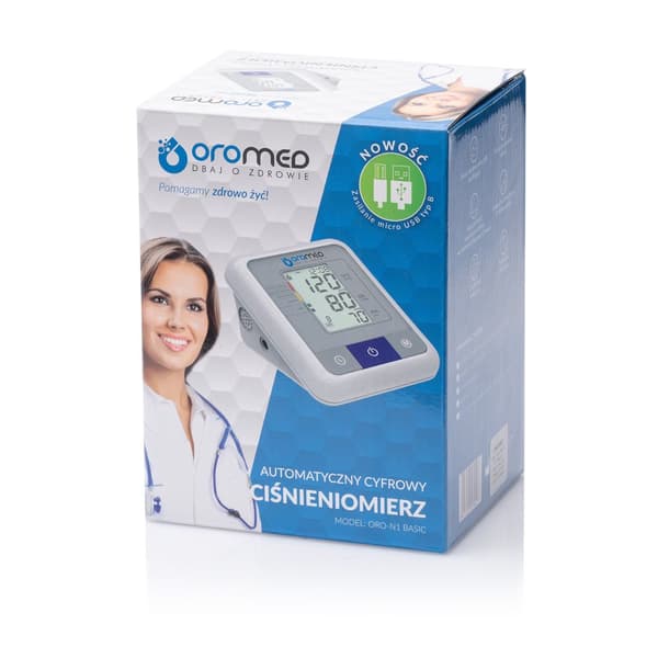 Oromed ORO-N1 BASIC USB elektroninen olkavarren verenpainemittari + virtalähde