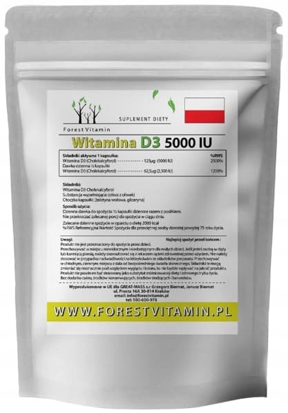 Skovvitamin STÆRK D-VITAMIN 5000 D-vitamin immunitet 250 kapsler