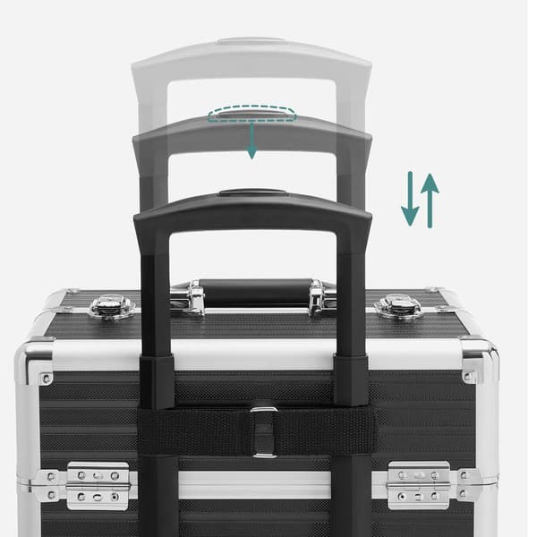 Rootz Sminkfodral - Kosmetikfodral - Sminkfodral - Resefodral - Skönhetsfodral - Sminkförvaringsfodral - Med hjul - Svart - 35,7 x 27 x 72,5 cm