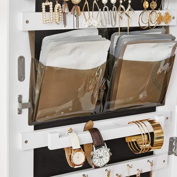 Rootz Smyckesspegel - Spegelskåp - Smyckeskåp - Låda - På hjul - Vit - MDF - 37 x 10 x 108,5 cm