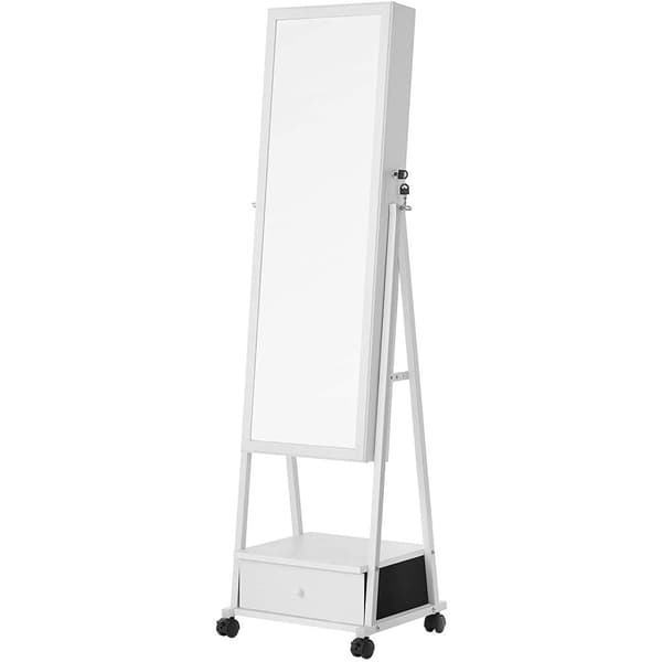 Rootz Smyckesspegel - Spegelskåp - Smyckeskåp - Låda - På hjul - Vit - MDF - 37 x 10 x 108,5 cm