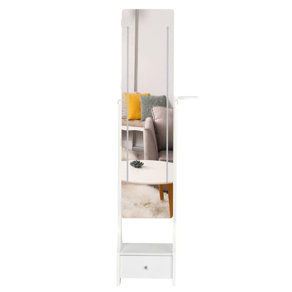 Rootz 2 i 1 smykkehylde spejlskab - hvid - konstrueret træ, glas, abs - 14,56 cm x 11,81 cm x 62,2 cm