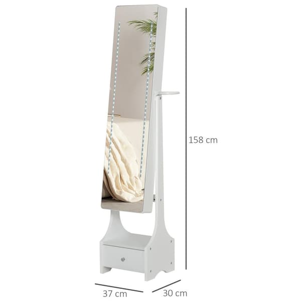 Rootz 2 i 1 smykkehylde spejlskab - hvid - konstrueret træ, glas, abs - 14,56 cm x 11,81 cm x 62,2 cm