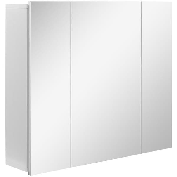 Rootz Spejlskab - Badeværelsesskab - Overskab - Opbevaringsskab- 3 døre - Spejl - MDF - Hvid - 70 x 15 x 60 cm