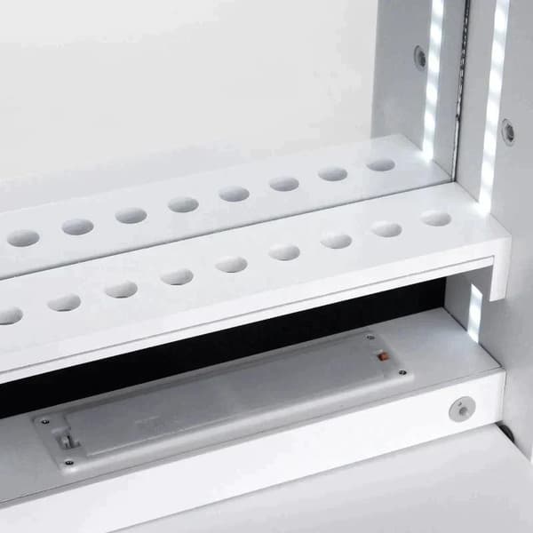 Rootz Jewelry Cabinet - Led Jewelry Cabinet - Interior Mirror - Mirror Cabinet - Foldable Shelf - Standing Mirror - White - 146cm