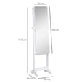 Miniatyrbild 8 av 8: Rootz Jewelry Cabinet - Led Jewelry Cabinet - Interior Mirror - Mirror Cabinet - Foldable Shelf - Standing Mirror - White - 146cm