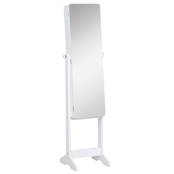 Rootz Jewelry Cabinet - Led Jewelry Cabinet - Interior Mirror - Mirror Cabinet - Foldable Shelf - Standing Mirror - White - 146cm