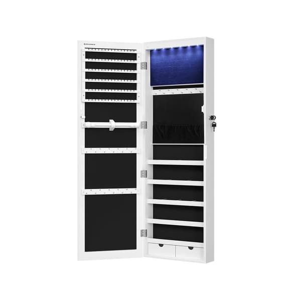 Rootz Smyckesskåp - Smyckeskåp - Smyckesskåp - MDF-konstruktion - Sammetsfoder - Glasspegel - Skönhetsprogram - Lätt att organisera - Rymlig layout -