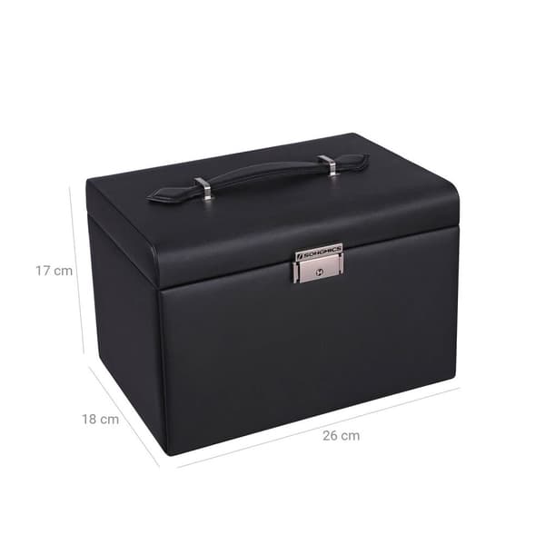 Rootz Smyckeskrin Organizer - Örhängehållare - Ringförvaring - Lådfack - Imiterat läder - 26cm x 17cm x 18cm