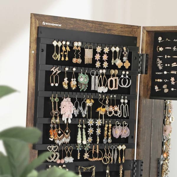 Rootz-korukaappi - Kaappi - Säilytysyksikkö - Tilava muotoilu - Monipuoliset hyllyt - Käytännöllinen peili - Turvalukko - Vintage Ruskea - MDF materia