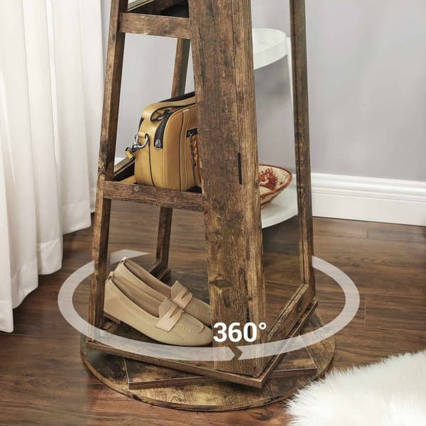 Rootz-korukaappi - Kaappi - Säilytysyksikkö - Tilava muotoilu - Monipuoliset hyllyt - Käytännöllinen peili - Turvalukko - Vintage Ruskea - MDF materia