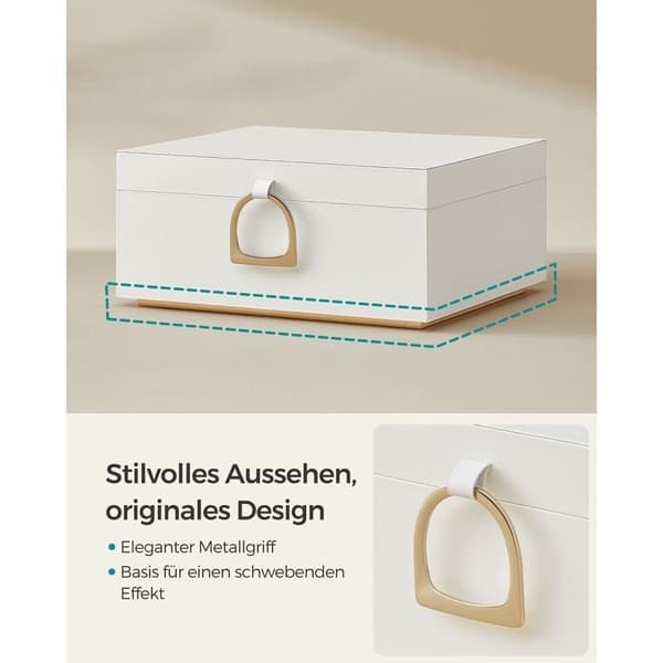 Rootz White Smyckeskrin - Organizer-fodral - Förvaringsbehållare - MDF-konstruktion - Sammetsfoder - Kompakt storlek - 20,5 cm x 24 cm x 11 cm