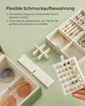 Miniatyrbillede 5 af 7: Rootz Laurel Green smykkeskrin - Organizer-etui - Opbevaringsbeholder - MDF-konstruktion - Fløjlsforing - Kompakt design - 20,5 cm x 24 cm x 11 cm