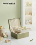 Miniatyrbillede 2 af 7: Rootz Laurel Green smykkeskrin - Organizer-etui - Opbevaringsbeholder - MDF-konstruktion - Fløjlsforing - Kompakt design - 20,5 cm x 24 cm x 11 cm