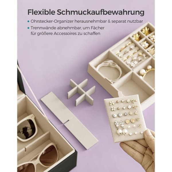Rootz Smyckeskrin Organizer - Svart förvaringsfodral - Sammetsfodrad - Kompakt design - MDF-konstruktion - 20,5 cm x 24 cm x 11 cm