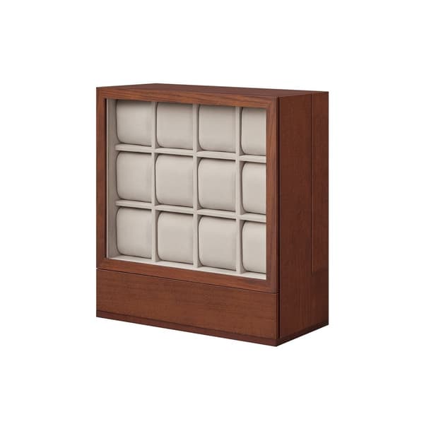Rootz Watch Boxin järjestäjä - Korujen säilytyskotelo - Näytön teline - MDF samettiakryyli - Tyylikäs muotoilu - Tilavat lokerot - Suojakansi - 15 cm