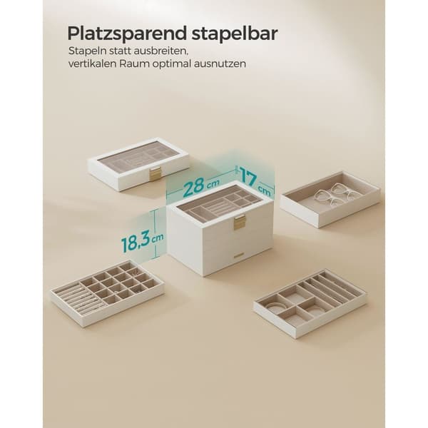 Rootz stapelbar smyckeskrin - Organiseringsbricka - Lådfodral - Platssparande lösning - 30 cm x 20 cm x 12 cm