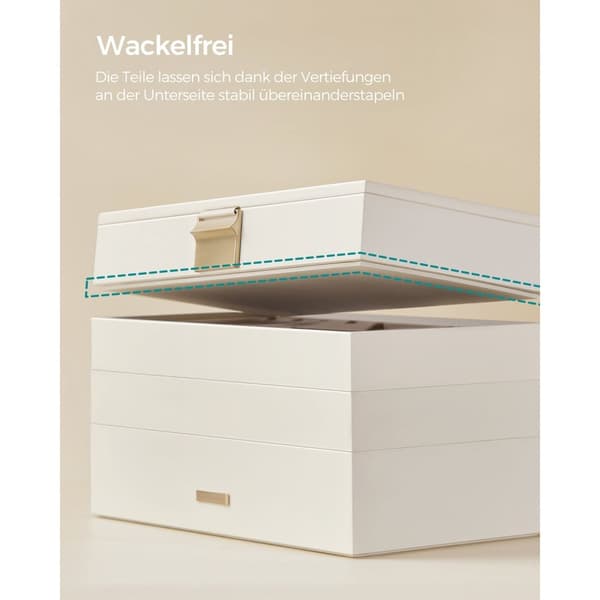 Rootz stapelbar smyckeskrin - Organizerfodral - 4-lagers förvaring - Sammetsfoder - 25 cm x 15 cm x 10 cm