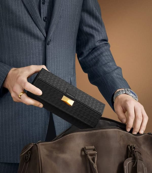 Rootz Travel Watch Box - Turvallinen säilytyskotelo - Piilotettu lokero - PU-nahka - 9,8 cm x 21,2 cm x 8,7 cm