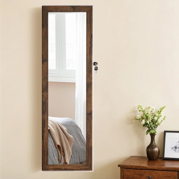 Rootz Hanging Jewely Cabinet - Wall Mirror - Lagringsarrangör - LED -belysning - 37 cm x 10 cm x 120 cm