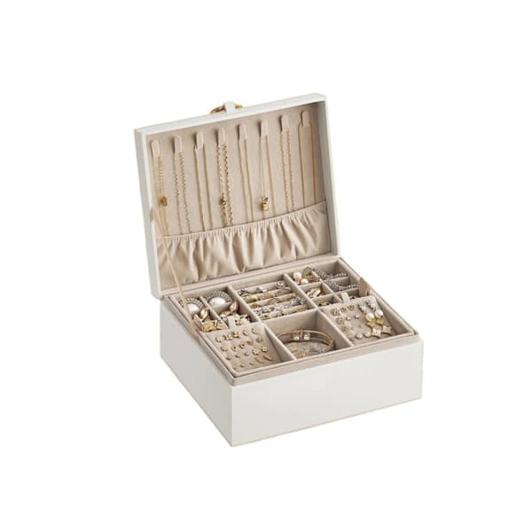 Rootz Jewelry Box - 2 Level Storage - Jewelry Organizer - Velvet Interior - 20,5 cm x 24 cm x 11cm - Bärbart handtag
