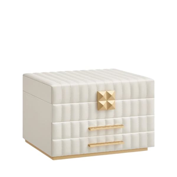 Rootz Jewelry Box With Mirror - Lagringsarrangör - 2 Lådhållare - Velvet fodrad - 21,5 x 24 x 15,8 cm - molnvit