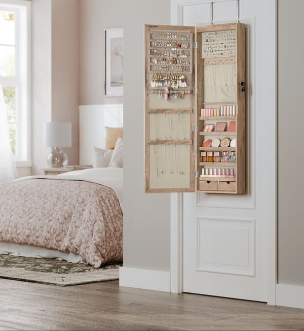 Rootzin korukaappi - Armoire - Varastointijärjestäjä - valaistu sisäreili, samettivuori - 10 cm x 37cm x 120cm - ruskea