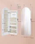 Miniatyrbild 5 av 6: Rootz Jewelry Cabinet - LED Lit Armoire - Inner Mirror Organizer - Velvet fodrad - 10x42x108cm - White