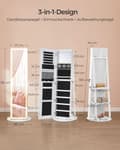 Miniatyrbild 5 av 6: Rootz Jewelry Cabinet - Mirror Cabinet - Lagringsarrangör - LED -belysning - 55x55x159 cm - Cloud White