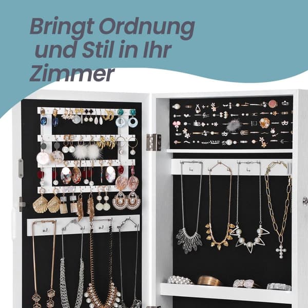 Rootz Mirror and Jewelry Cabinet - Wall Cabinet - Mirror Cabinet - riklig förvaring - 37 cm x 67 cm x 10,5 cm