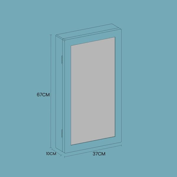 Rootz Mirror and Jewelry Cabinet - Wall Cabinet - Mirror Cabinet - riklig förvaring - 37 cm x 67 cm x 10,5 cm