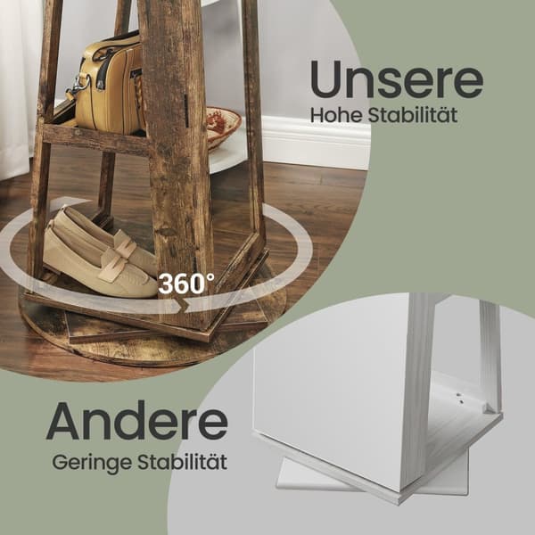 Rootz låsbar 360 ° roterbar smyckeskåp - spegel skåp - rymlig smycken arrangör - 54 cm x 54 cm x 161 cm