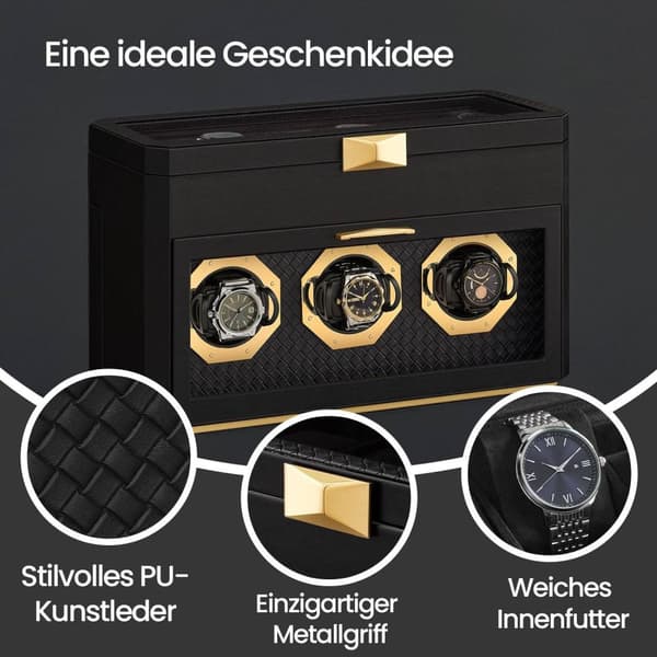 Rootz Watch Box For 9 Watches - Display Case - Organizer - Justerbar hållare - 16,2 x 40 x 25,3 cm - Glasfönster