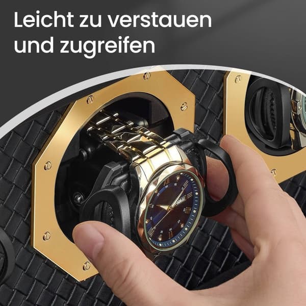 Rootz Watch Box For 9 Watches - Display Case - Organizer - Justerbar hållare - 16,2 x 40 x 25,3 cm - Glasfönster