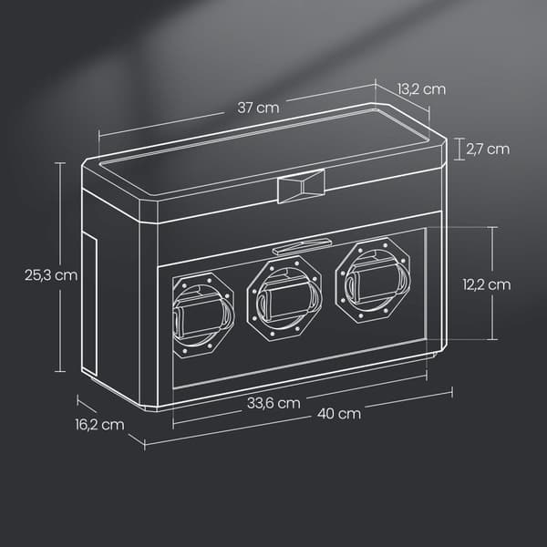 Rootz Watch Box For 9 Watches - Display Case - Organizer - Justerbar hållare - 16,2 x 40 x 25,3 cm - Glasfönster