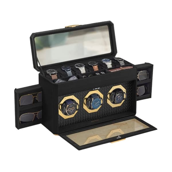Rootz Watch Box For 9 Watches - Display Case - Organizer - Justerbar hållare - 16,2 x 40 x 25,3 cm - Glasfönster
