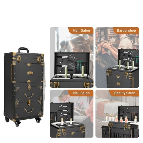 Makeupvogn, 4 universelle hjul, stilfuldt design, låsbar opbevaring