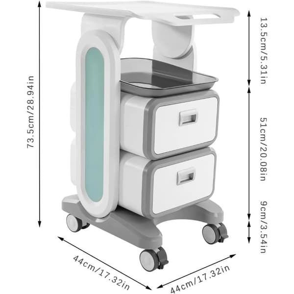 Mobil Medicinsk Trolleyvogn, Høj Belastningskapacitet, Holdbart og Moderne Design,HVID