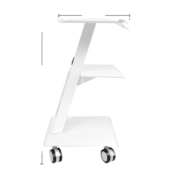 Multifunktionel Trolleyvogn, 3 niveauer, universelle hjul, ledningsstrøm,Hvid