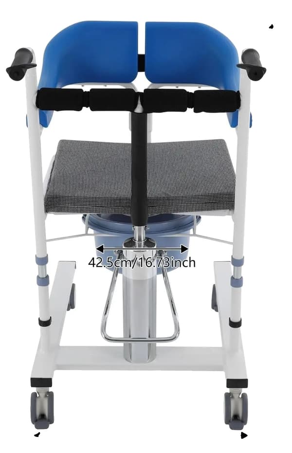 Hydraulisk Patientløftestol, Toiletfunktion, Justerbar Højde, Ergonomisk Design,Blå