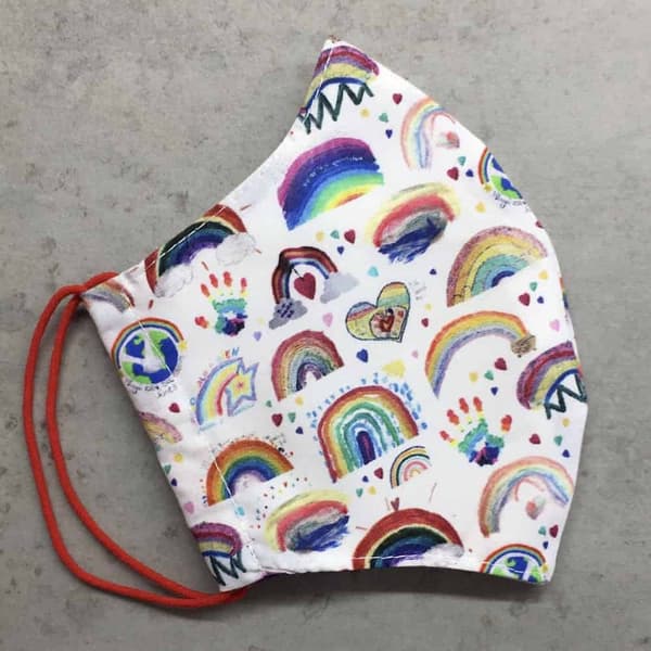 Ekologiskt munskydd av tyg Rainbow - World alive 3 - 5 år