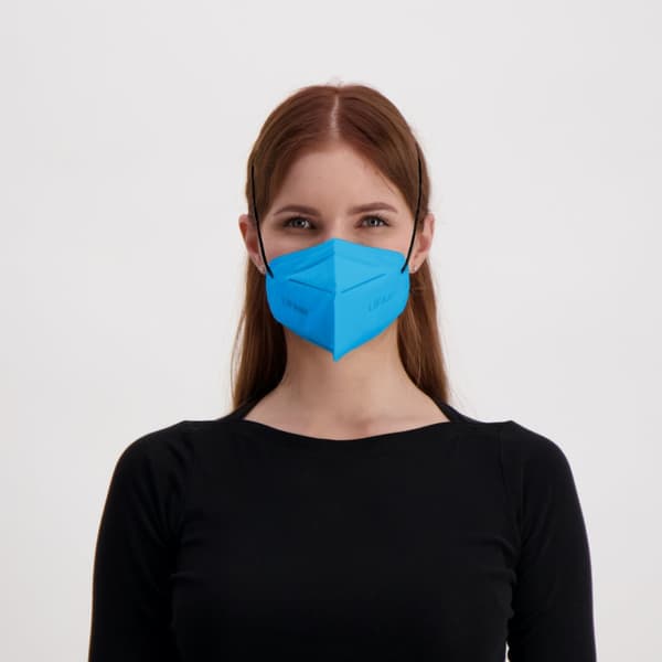 LIFAair FFP2 Protective Face Mask (Headband), Bright blue, 3 pcs, CE0598-certified, Made in Finland, Disposable Particle Filter Mask, EN149:2001+A1:20